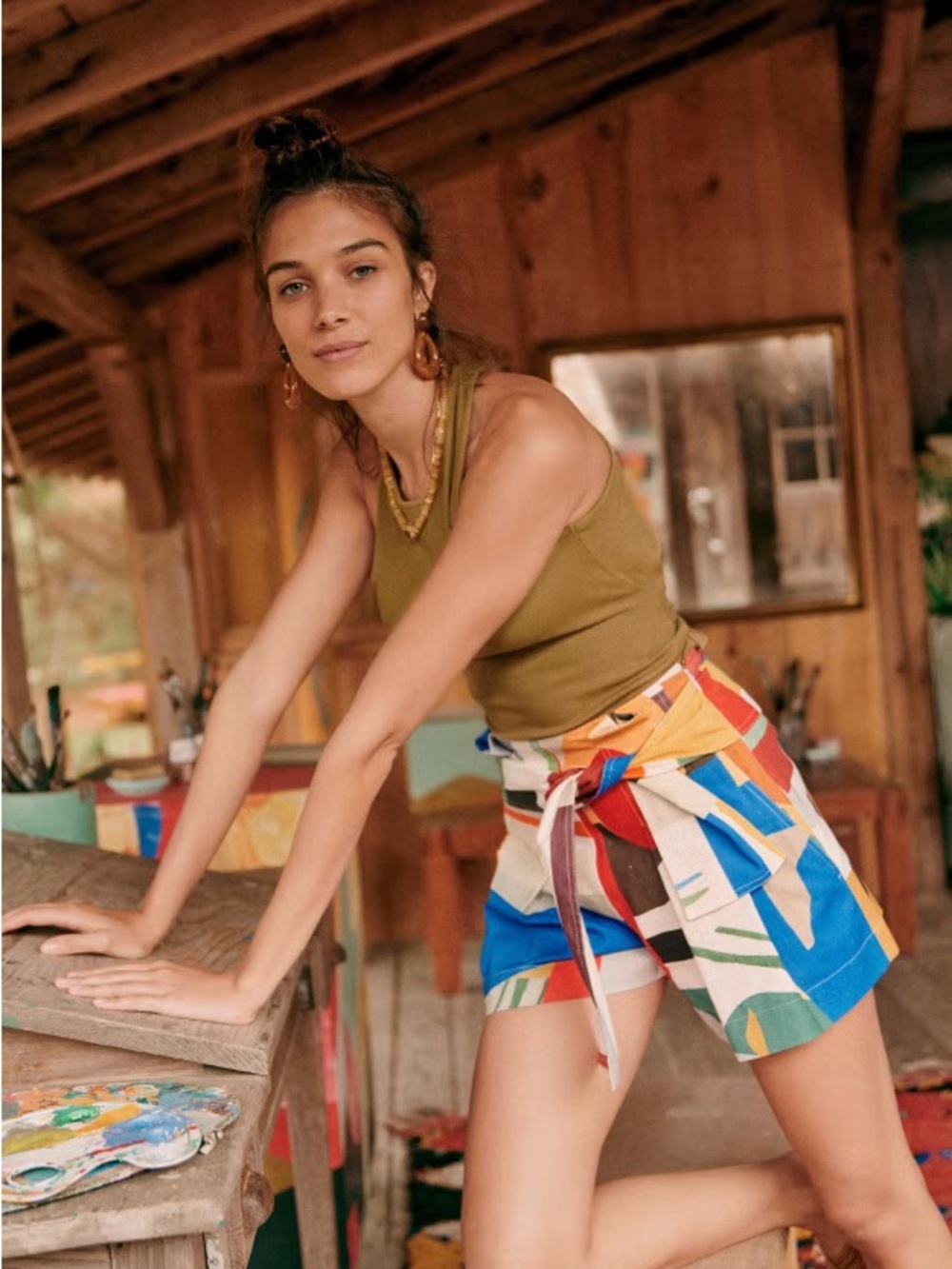 SÉZANE X G.KERO TY SHORTS - ABSTRACT PRINT.